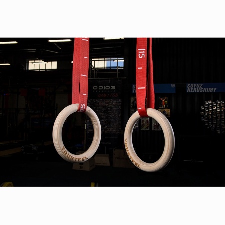 Купить Кольца гимнастические 32 мм красные стропы в Черепанове 